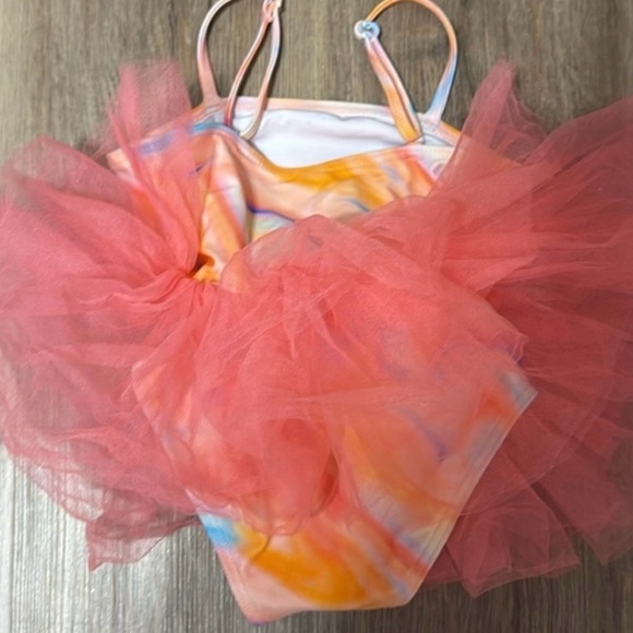 iloveplum Brielle Willow Watercolor Tutu Swimsuit Small Girls One Piece - Picture 5 of 9